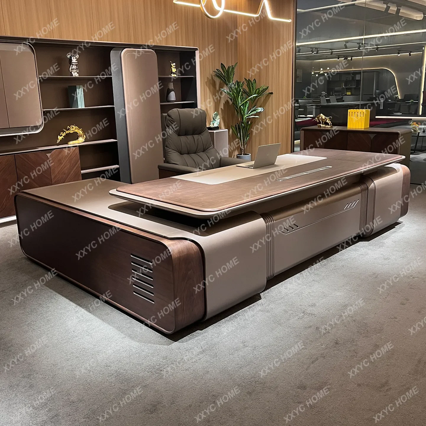 2025 New Model Lacquered Executive Desk Modern Light Luxury Foshan President Desk