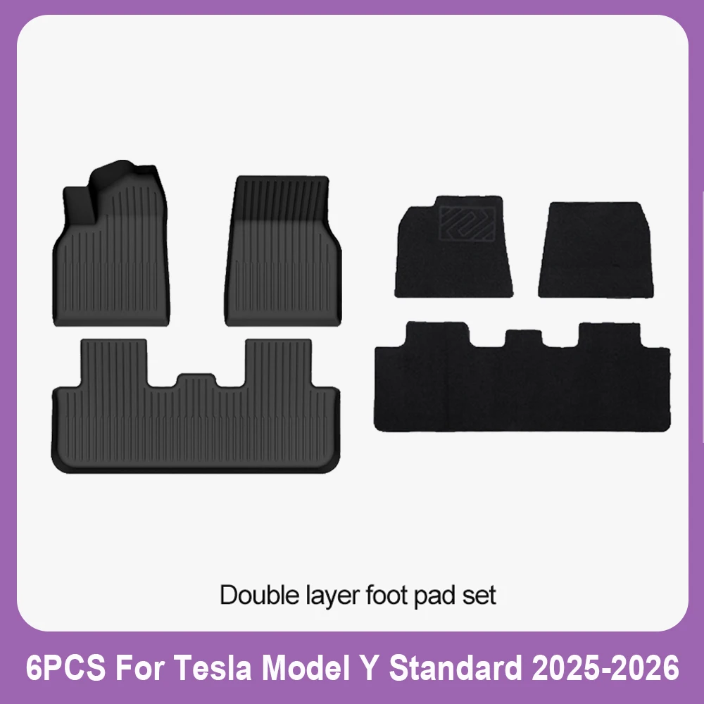 Komplettes Set TPE-Autofußmatten für Tesla Model Y Standard 2025 2026 Allwetter Wasserdicht Rutschfest Kofferraummatte Auto-Zubehör