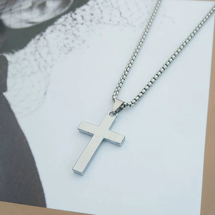 Collares con colgante de cruz con estilo para hombres y niños, collares cruzados de acero inoxidable negro, regalos de joyería de oración Punk geniales