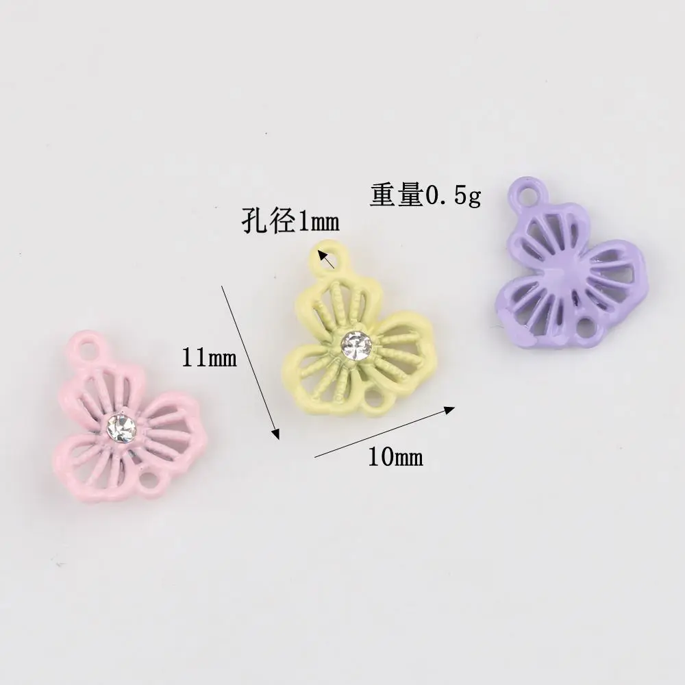 10Pcs/lot Simple Alloy Painted Zircon Inlay Flower Double Pendant Connector DIY Bracelet Necklace Earring Parts