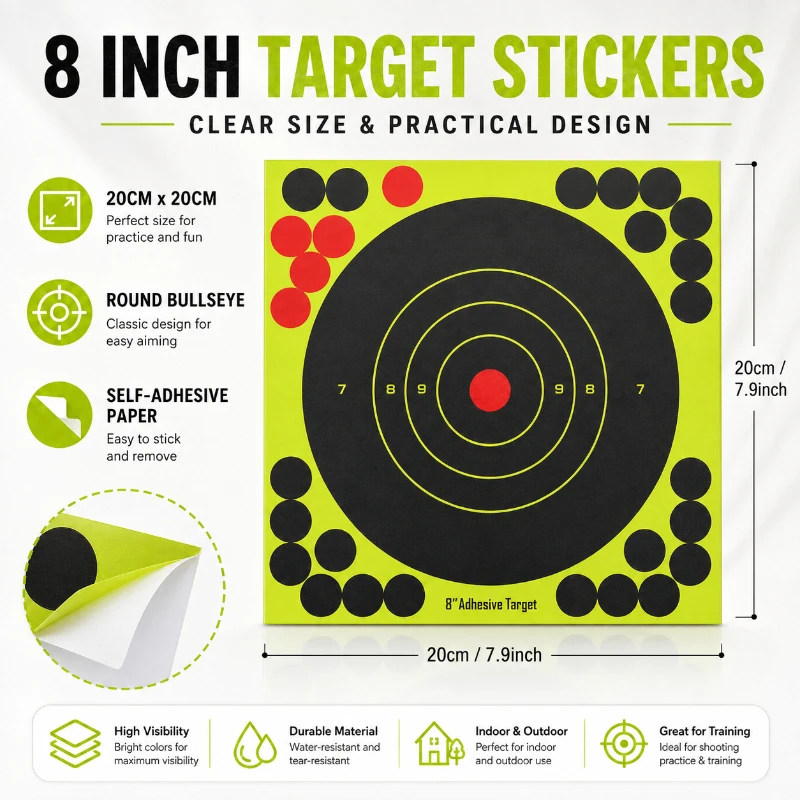 High Visible Splatter Reaction Target Stickers Round Scoring Circle Pattern Self‑Adhesive Paper For Entertainment Practice