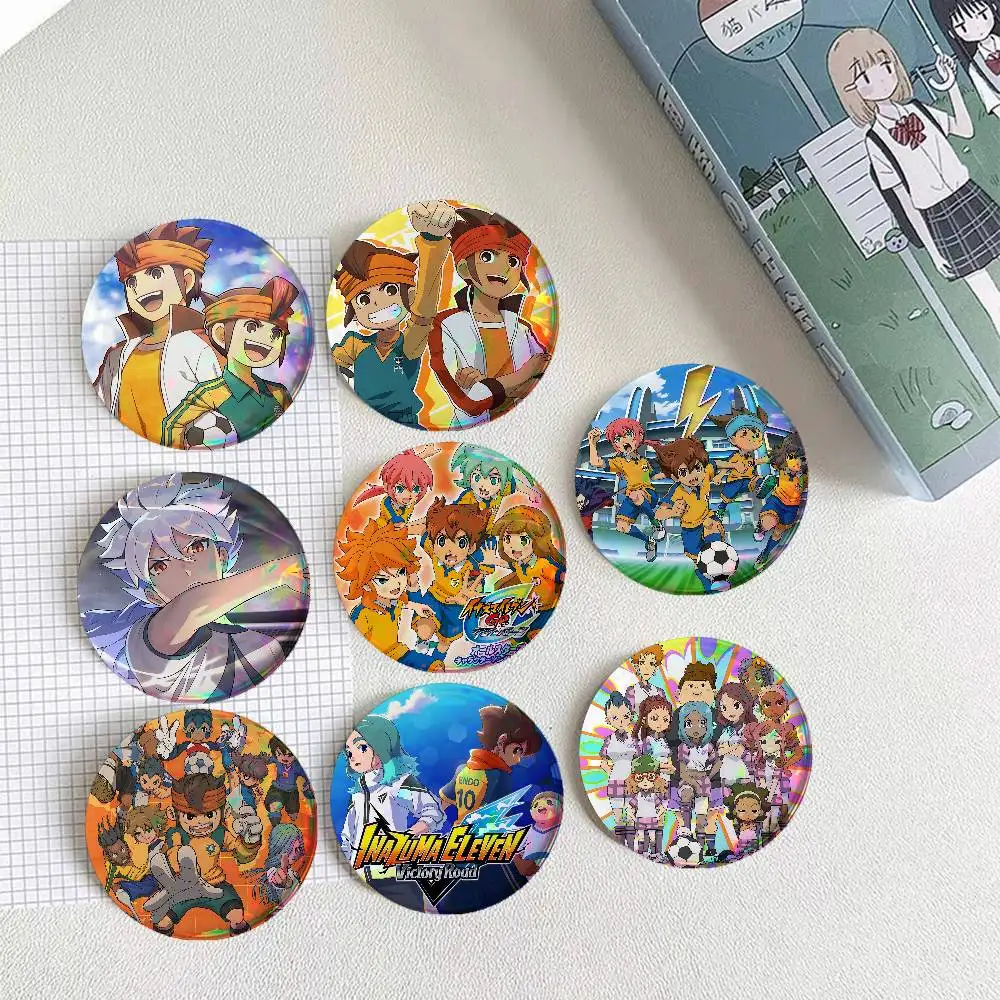 Anime I-Inazuma E-Eleven For Badge Personalized Custom Laser Reflective Badge Hologram Metal Enamel Pin Brooch Souvenir Gift