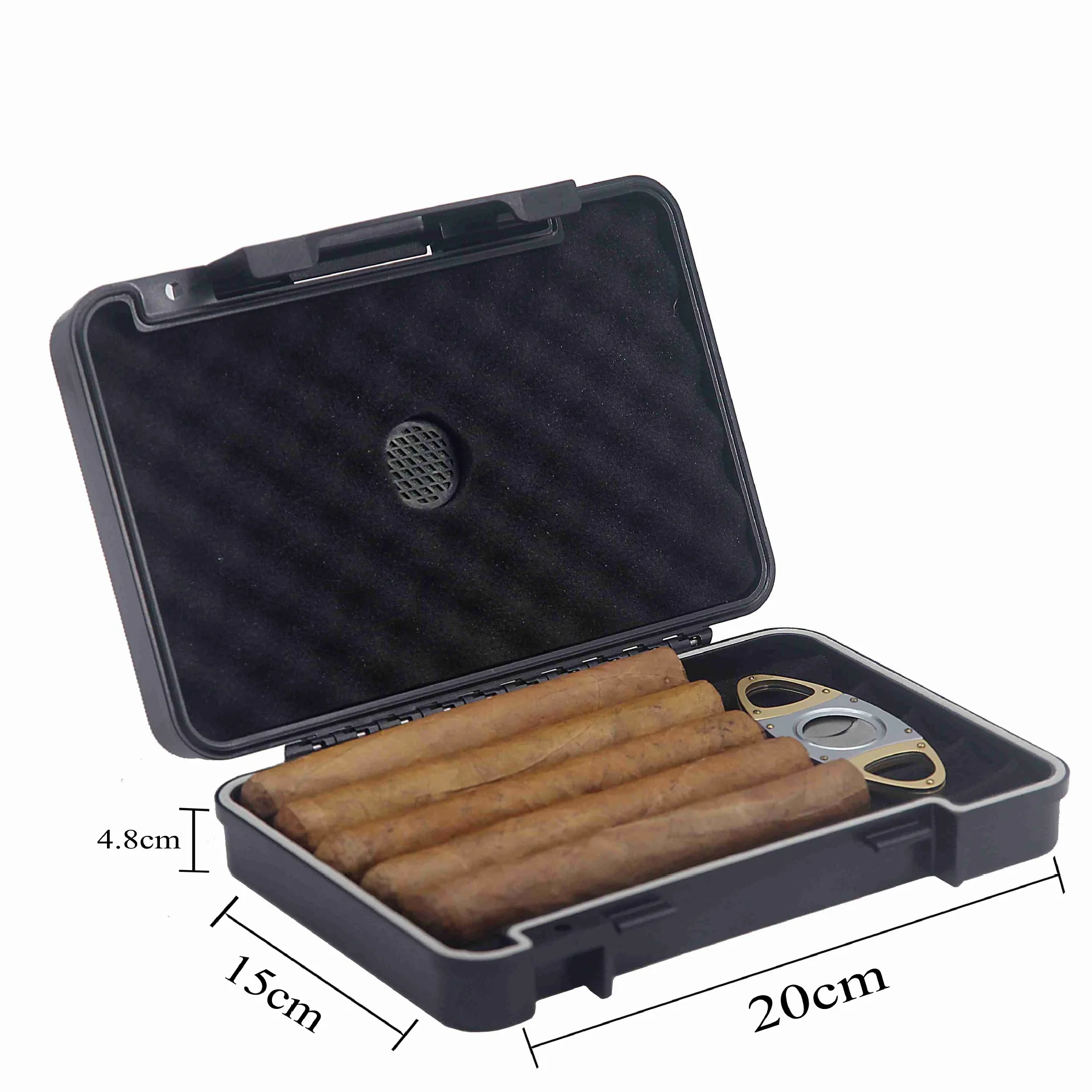 Business Travel Portable Cigar Box ABS Cigar Humidor with Hygrometer and Humidifier Cigar Case Storage for Smoking Accessories