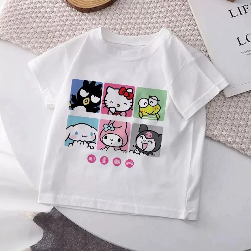 Cute TShirt Summer Clothing Girls Casual Loose Thin Round Neck Pullover Shirt Kids New Design Tees Child Printing Short Sleeve