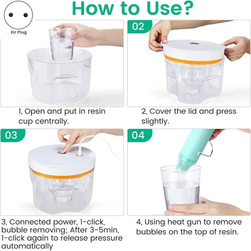 

SEWS-Resin Bubble Remover, 2L 99.9% Bubble Removal In 5Min, Vacuum Degassing For Epoxy Resin,Crafts EU Plug