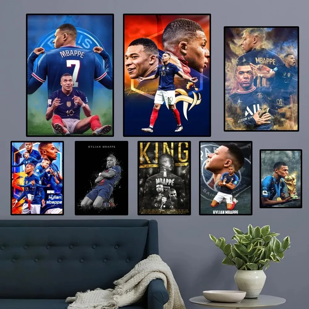 K-Kylian Football Star M-Mbappe Poster Home Room Decor Livingroom Bedroom Aesthetic Art Wall Painting Stickers