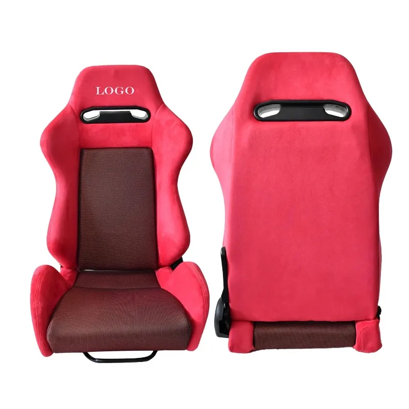 

Universal Red Suede White Embroidered Logo Single Adjustable Double Slide Modified Seat