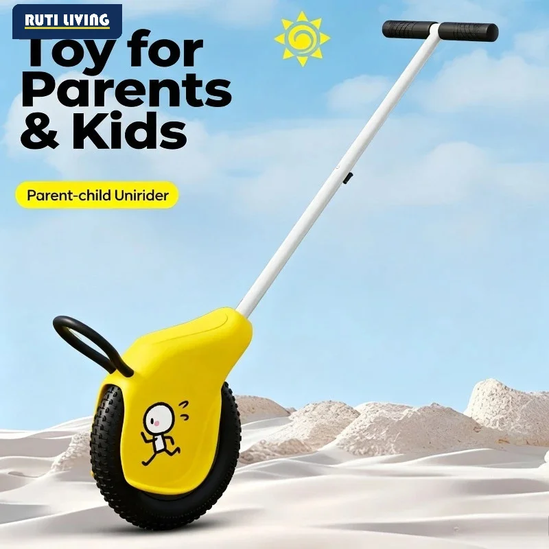Parent-Child Unicycle Baby Stroller, Lightweight Portable Large-Wheel Balance Bike for Outdoor Travel & Older Kids Strolling