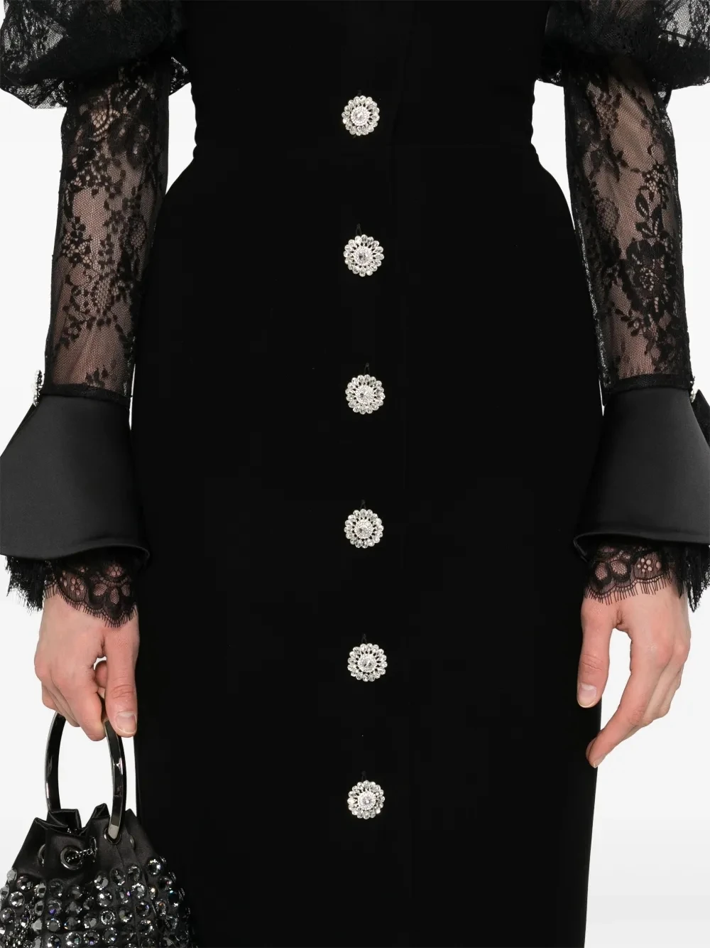 

Women's Off The Shoulder Full Sleeve Evening Dresses Customized Straight Ankle Length Prom Gowns with Button Black Party Dress