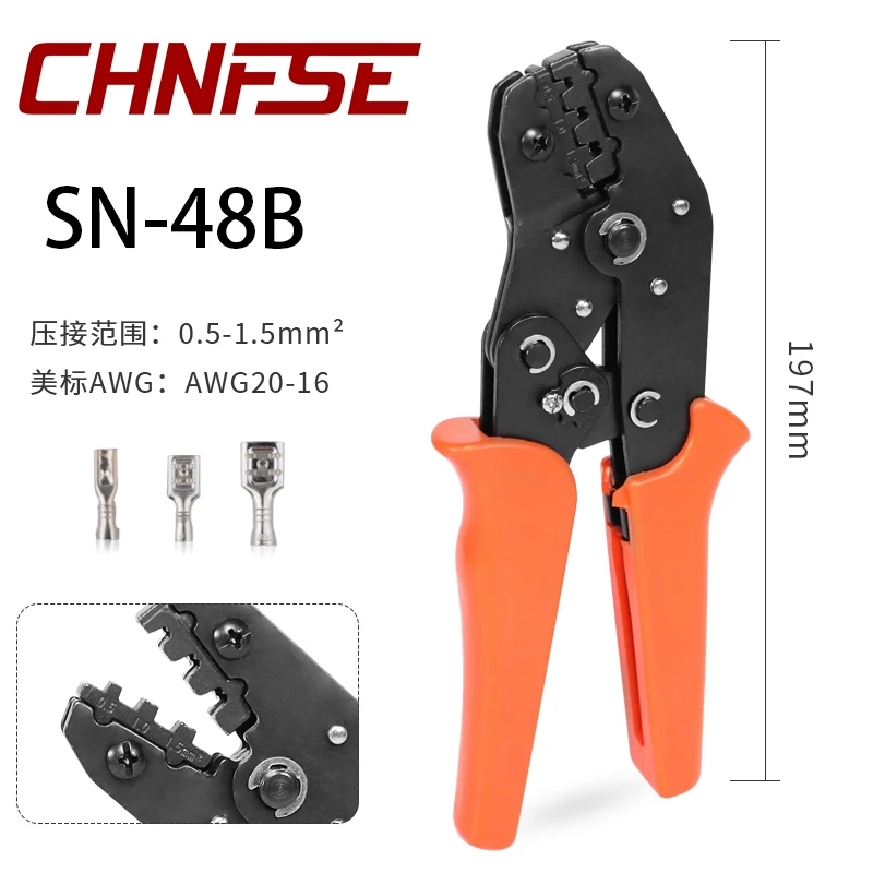 SN58B Crimping Pliers Tool DuPont2.54/2.8/4.8/6.3mm Terminal Insulation Connector Electrical Spade Connector Insulating Sleeve