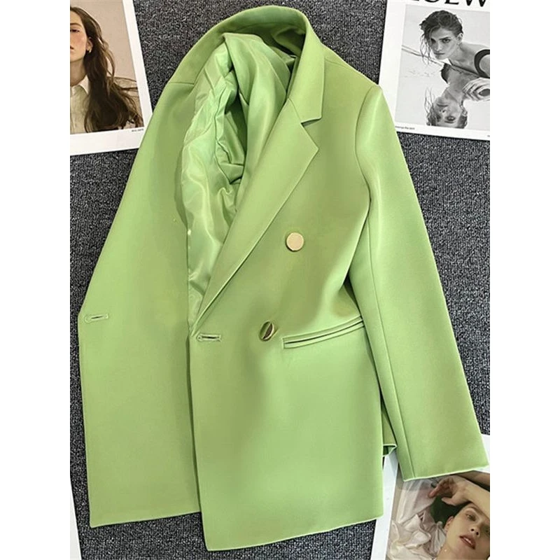 Abito da donna per pendolari, sottile, casual, een, cappotto con doppio bottone, tessuto in poliestere, lungo, colore puro, adatto per interviste
