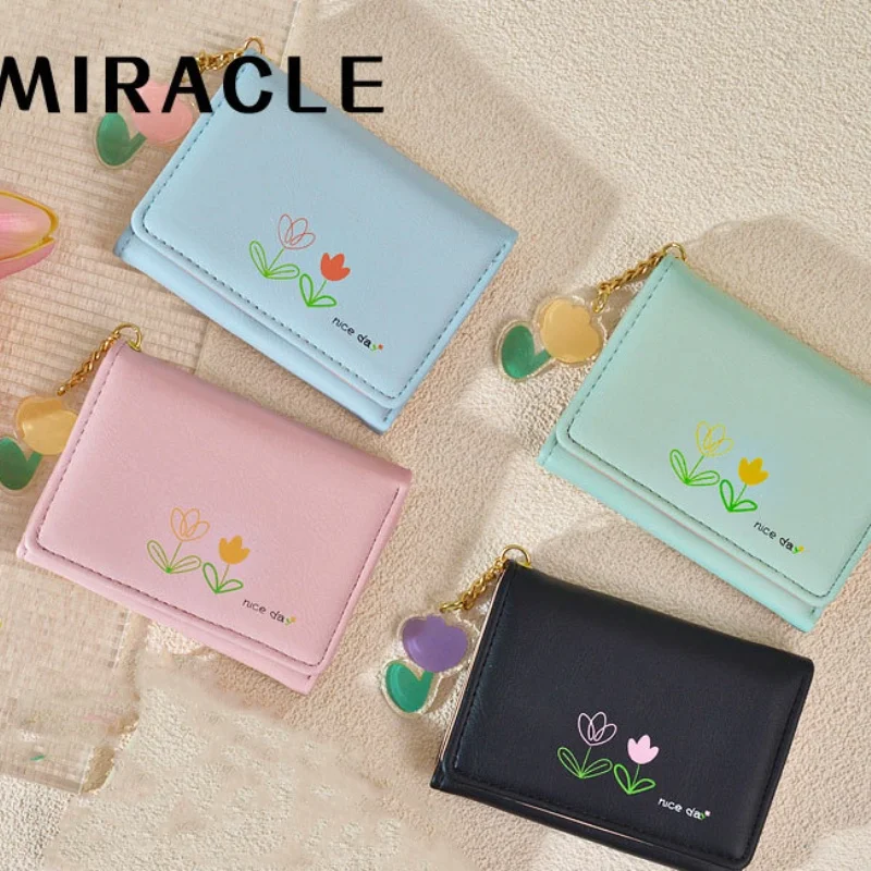 Manrico tulip ins simple fresh women's small exquisite simple student simple coin wallet clip