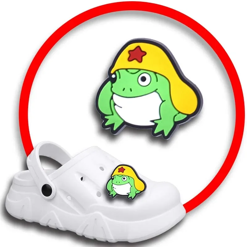 

Упаковка булавок для Crocs, шармы, аксессуары для обуви, забавное украшение лягушки, джинсы, женские сандалии, пряжка, Детские сувениры, мужские значки