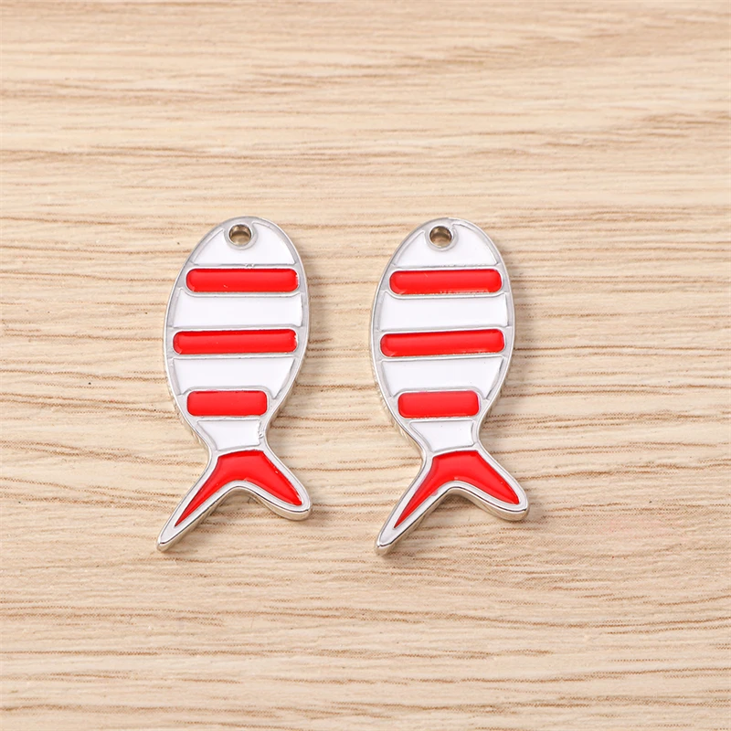 5 Stück 12x26mm Niedliche Bunte Emaille-Fisch-Anhänger für die Herstellung von Ohrhängern, Halsketten, Armbändern, DIY-Handwerk und Schmuckzubehör – Detail 10