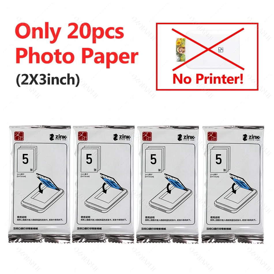 HPRT draagbare fotoprinter zak 2x3 inch formaat draadloze zinktechnologie afdrukken 2x3 fotomaker met kleverige achterkant en papieren etui