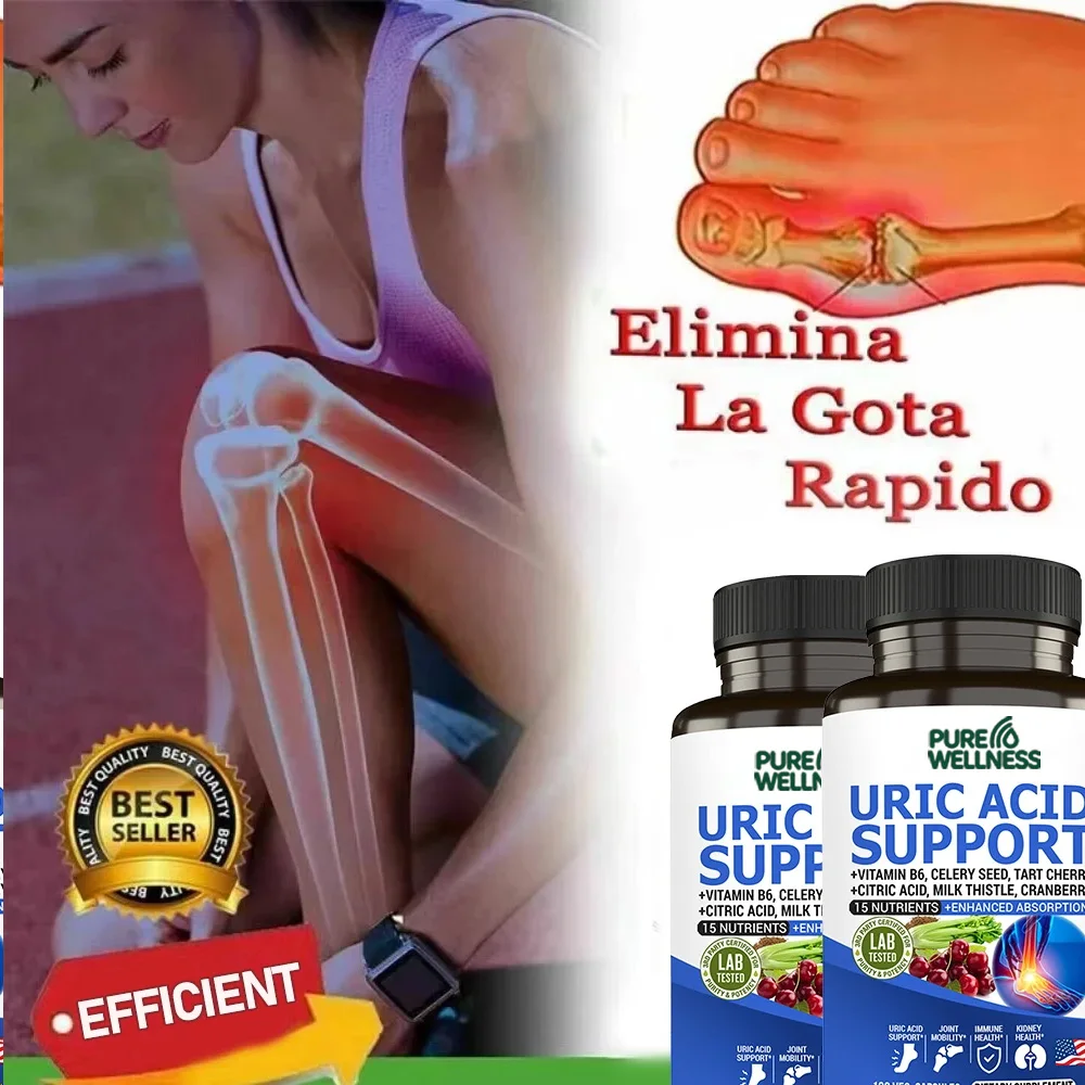 كبسولات إزالة السموم لتنظيف حمض اليوريك - مكمل غذائي يومي يساعد على توازن الكلى وتعزيز المسالك البولية