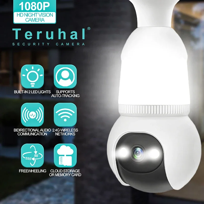 

1080P HD Night Vision Surveillance Camera with 2 Built-In LED Lights Automatic Two-Way Voice Tracking Camera