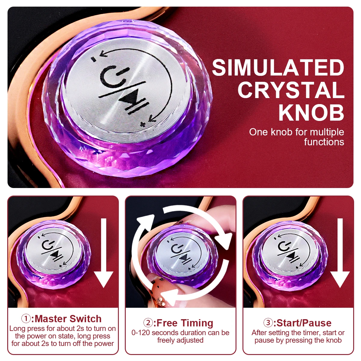 โคมไฟ LED UV เล็บตรวจจับอัจฉริยะ, เครื่องเป่าเล็บฟังก์ชั่นหน่วยความจําพร้อมหน้าจอ LCD คริสตัลเหลว, เครื่องแต่งเล็บแบบชาร์จไฟได้