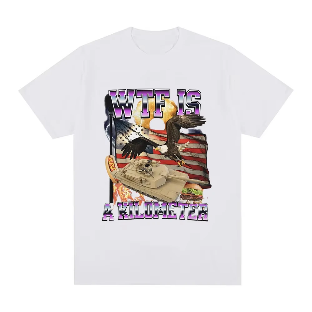 

Футболка с графическим принтом «Wtf Is A Kilometer Meme», мужская модная футболка в стиле хип-хоп, летняя повседневная футболка из 100% хлопка с коротким рукавом, оверсайз