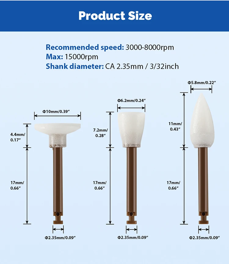 40 Teile/schachtel AZDENT Dental Composite Harz Polierer Polieren Werkzeug Tasse Punkt Disc Form CA 2,35mm für Niedrige Geschwindigkeit handstück – Detail 7