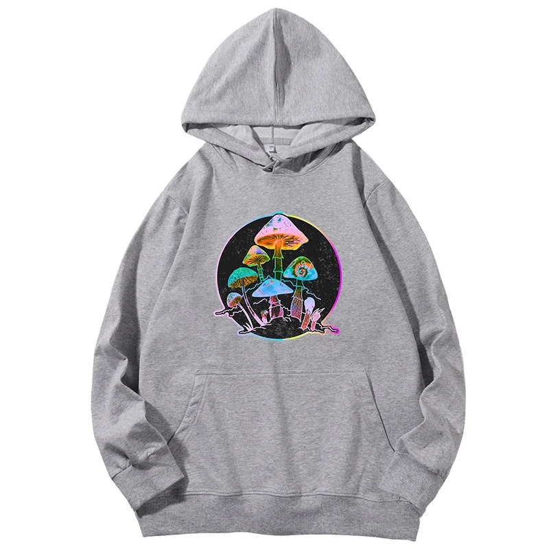 Garden Of Shrooms Psylocybin Mushrooms Graphic Hooded Shirt Cotton Essentials Hoodie Spring Autumn Streetwear Men's Clothing