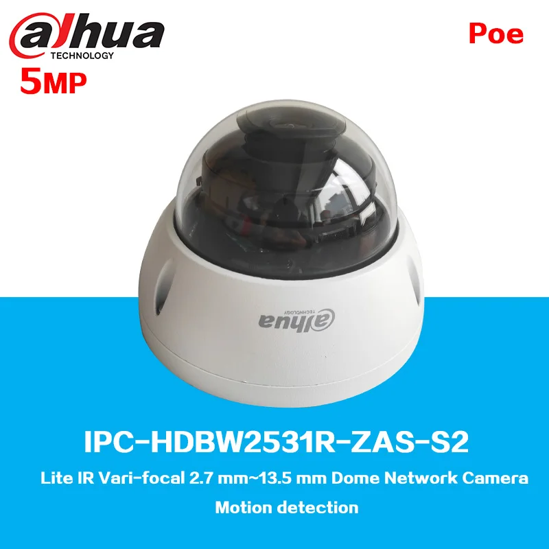 IPC-HDBW2531R-ZAS-S2 Dahua 5MP Lite IR Vari-focal 2.7mm ~ 13.5mm telecamera di rete Dome PoE H.265 IP67 rilevamento del movimento di protezione