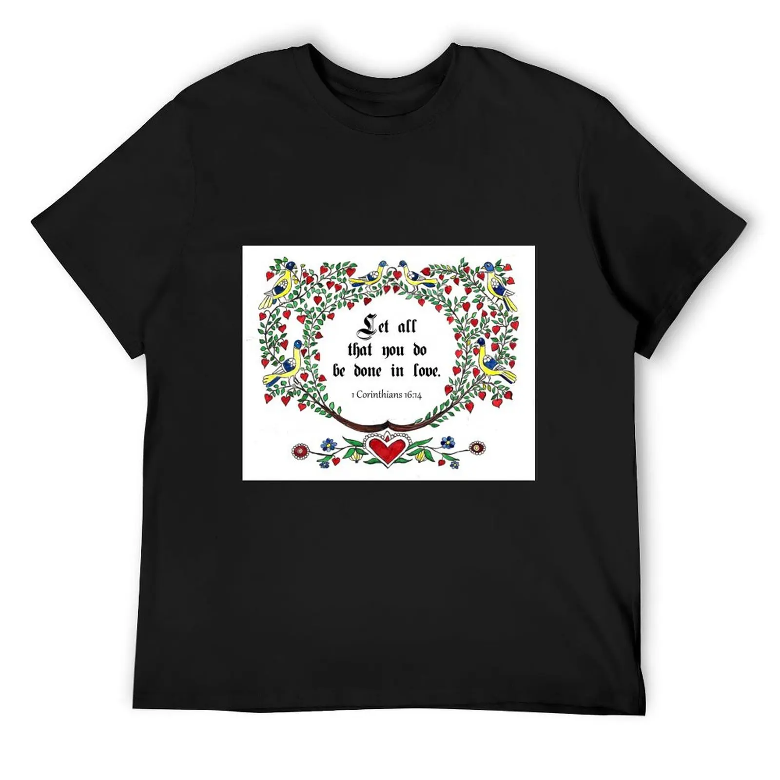 

Pennsylvania German Fraktur Art, Birds,Heart Vine T-Shirt