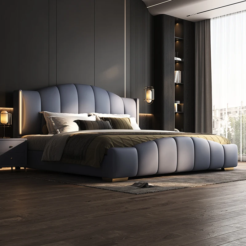 

King Size Luxury Double Bed Simple Wooden Living Room Frame Double Bed Unique Modern Letto Matrimoniale Bedroom Furniture