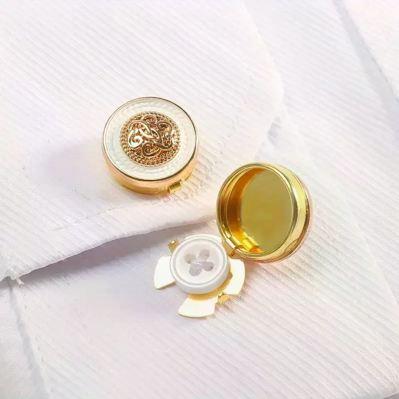 2Pcs Metal Cufflinks Fashion Clothing Decoration Buttons Retro Shirt Button Cover Suit Accessories Christmas Holiday Gifts