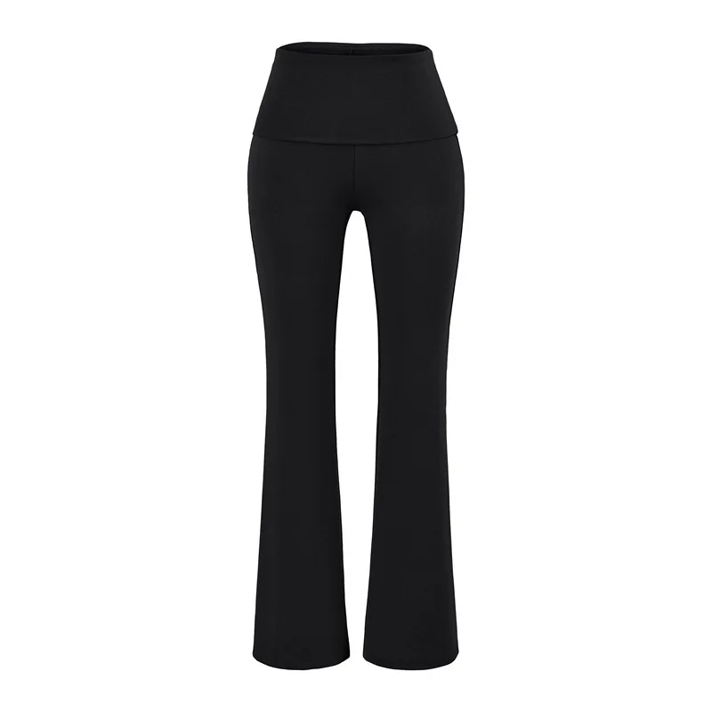 Women's Pink Yoga Micro-Flare Pants Spring Summer 2026 Cuffed Waist Tight-Fitting Hip-Hugging Outer Wear