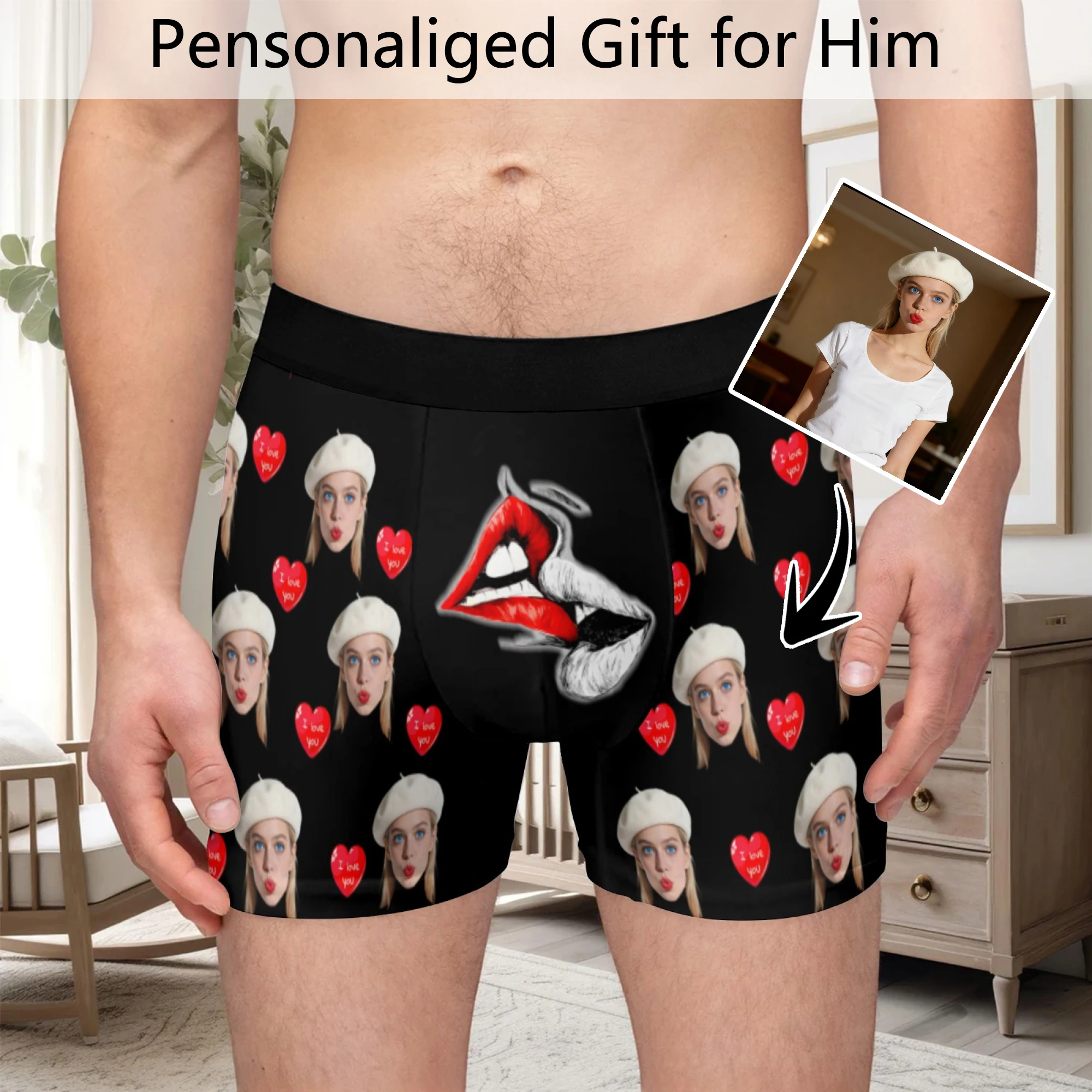 

Personalized facial photo customization flat underwear customization men's Valentine's Day gift for husband gift for father