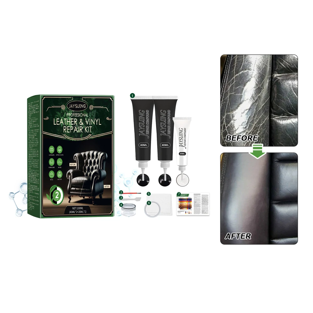 العناية بالجلد بسهولة إصلاح الجلود طقم تصليح الخدوش سيارة الجلود إصلاح كريم عدة للأرائك الأثاث مقاعد السيارة محفظة سترة #3