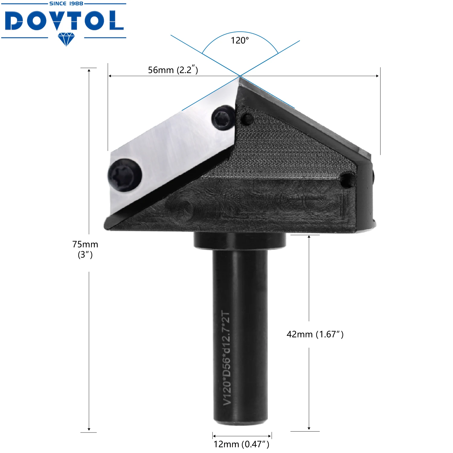 12mm Shank 120 Degree V-Groove Router Bit Milling Cutter Replaceable Carbide Insert Slotting Cutter milling cutter