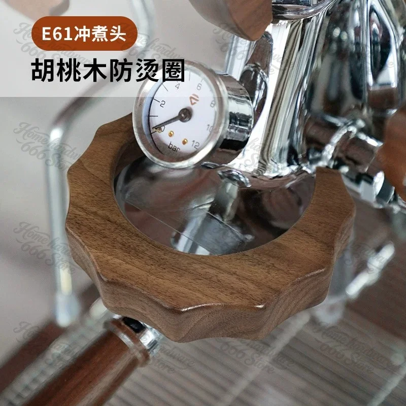 Coffee Machine Accessories V3 Anti-scald Ring Walnut Modified Height-increasing Wooden Foot Pads with Bottomless Handles