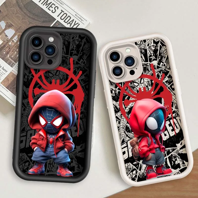 

Marvel Spider Man Cartoon For Apple iPhone 16 15 14 13 12 11 Pro Max Plus Eye Ladder Soft TPU Silicone Cover