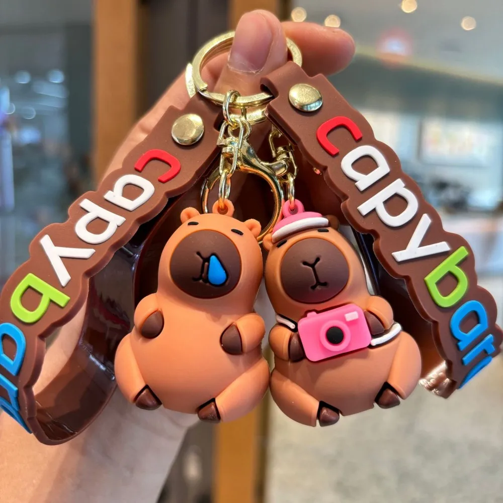 Cute Capybara Animal Keychains For Creative Car Keychain Cartoon Capibala Pendant Women Doll Keyring Charm Holiday Gifts Jewelry