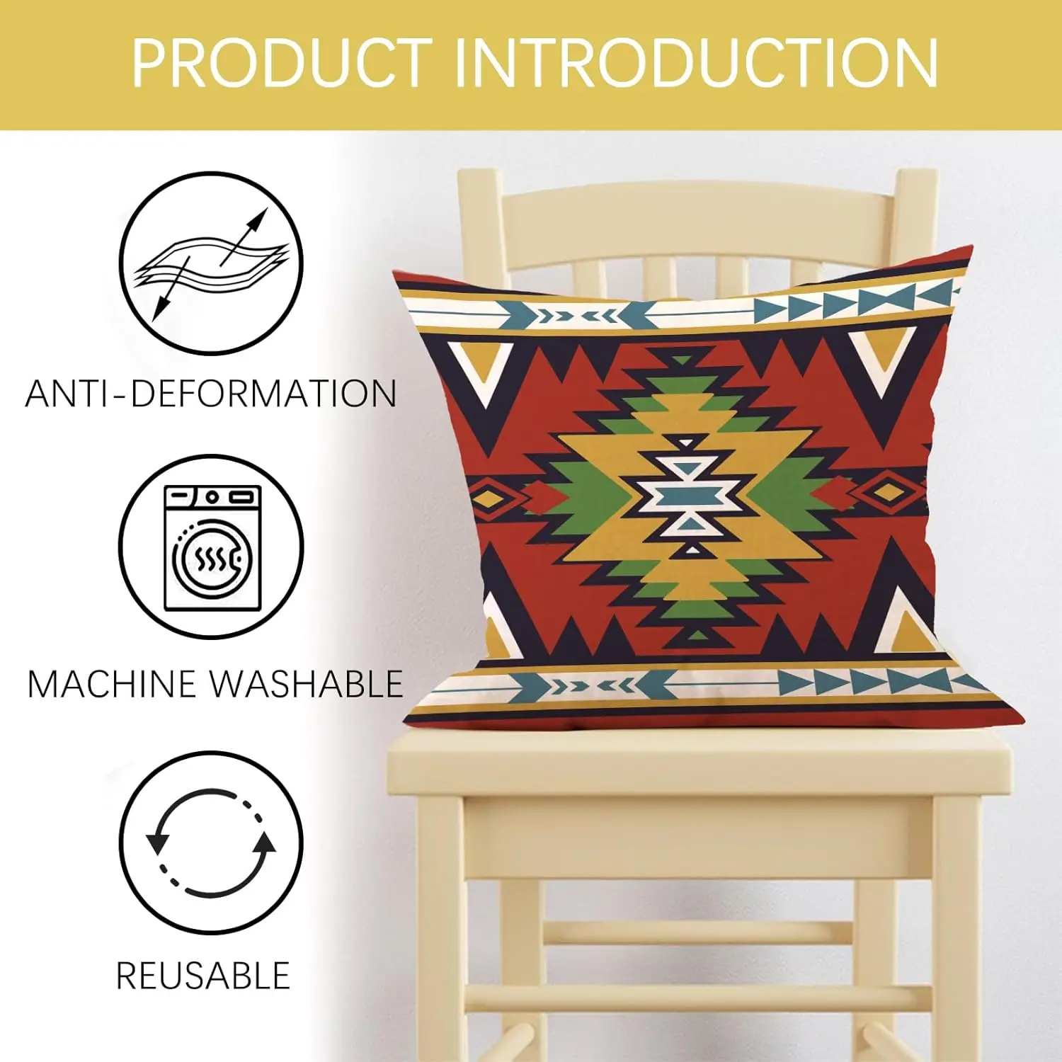 4Pcs Western Aztec Tribal Throw Pillow Covers Vintage Earth Tone Geometric Native Pattern Art Cushion Cases for Balcony Patio