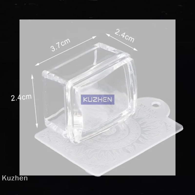 Erasable Square Clear Nail Art Silicone Stamp Steel Plate Transfer Tools Round Rotatable Stamping DIY French Manicure Templates