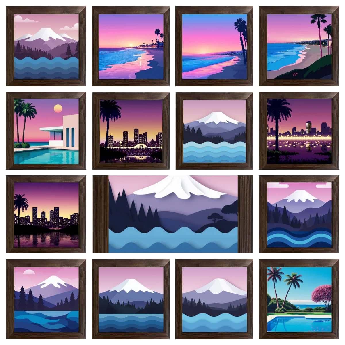 Urban and Landscape Scenery Are Elements, American Printing Oil Painting, Waterproof, Suitable for Home Store Decoration