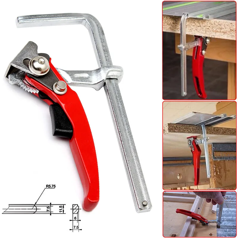 1PCS Quick Guide Rail Clamp Carpenter F Clamp Quick Clamping For MFT and Guide Rail System Hand Tool