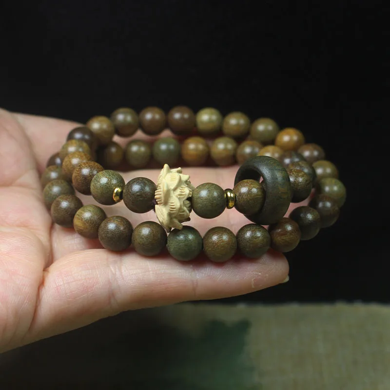 Guajacwood 8mm Double Circle Beads with Fragrance Ebony Flexible Ring Bracelet Men and Women Crafts National Style