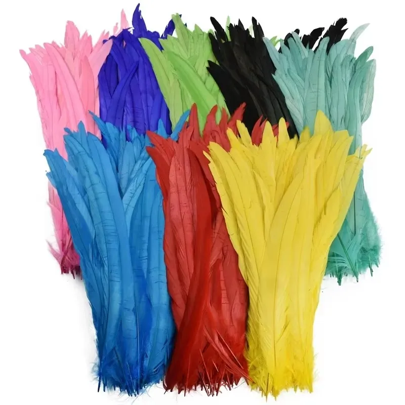 100Pcs Colorful Rooster Feathers for Crafts Clothes 30-40CM Cock Chicken Pheasant Feather Decor Carnival Accessories Decorations