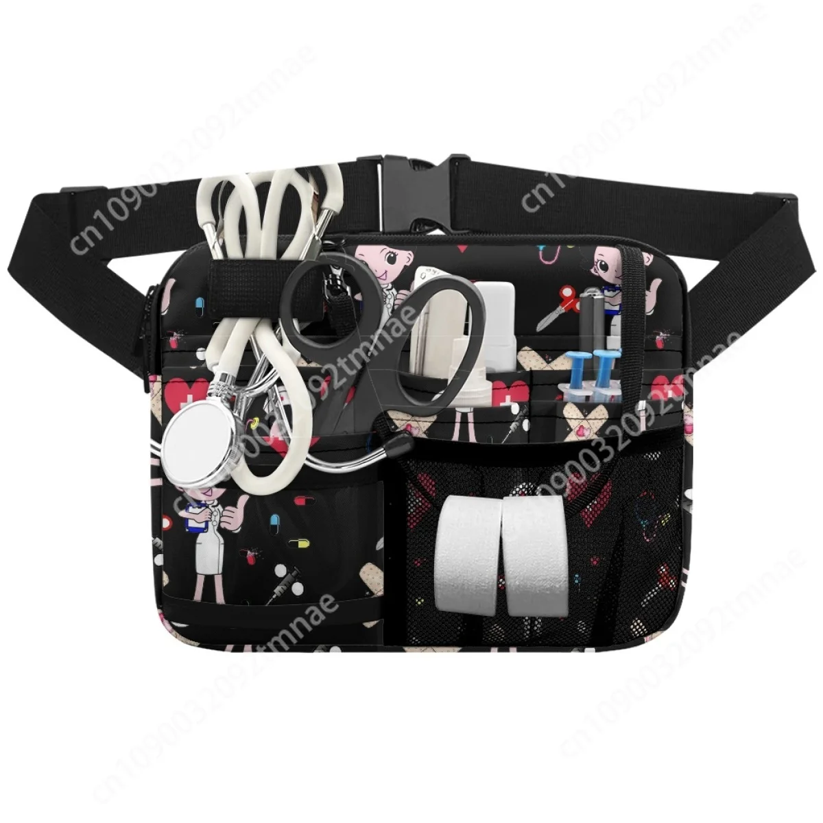 Cartoon Nurse Printing Belt Bag Adjustable Hospital Custom Multi-pocket Medical Waist Bag Stethoscope Emergency Medicine Storage