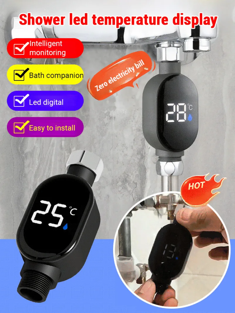 Household bathroom waterproof smart shower device high sensitivity temperature display wide applicable adult general design safe
