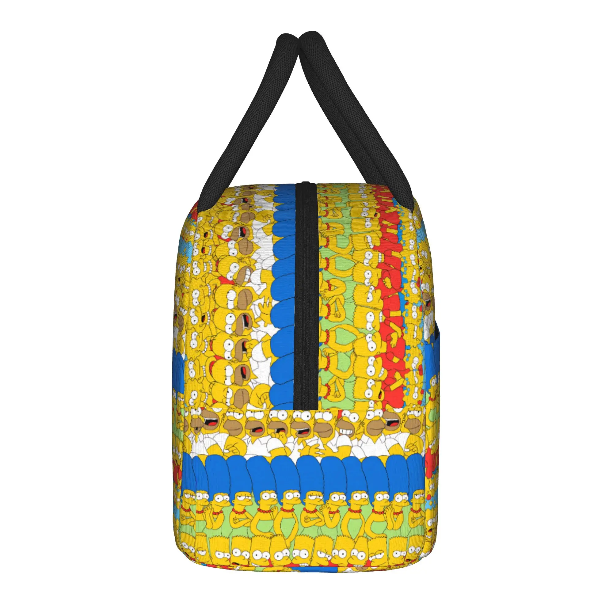 S-Simpsons Characters Group Photo Lunch Bag  Retro Lunch Box Outdoor Picnic Portable Tote Food Bags For Women Print Cooler Bag