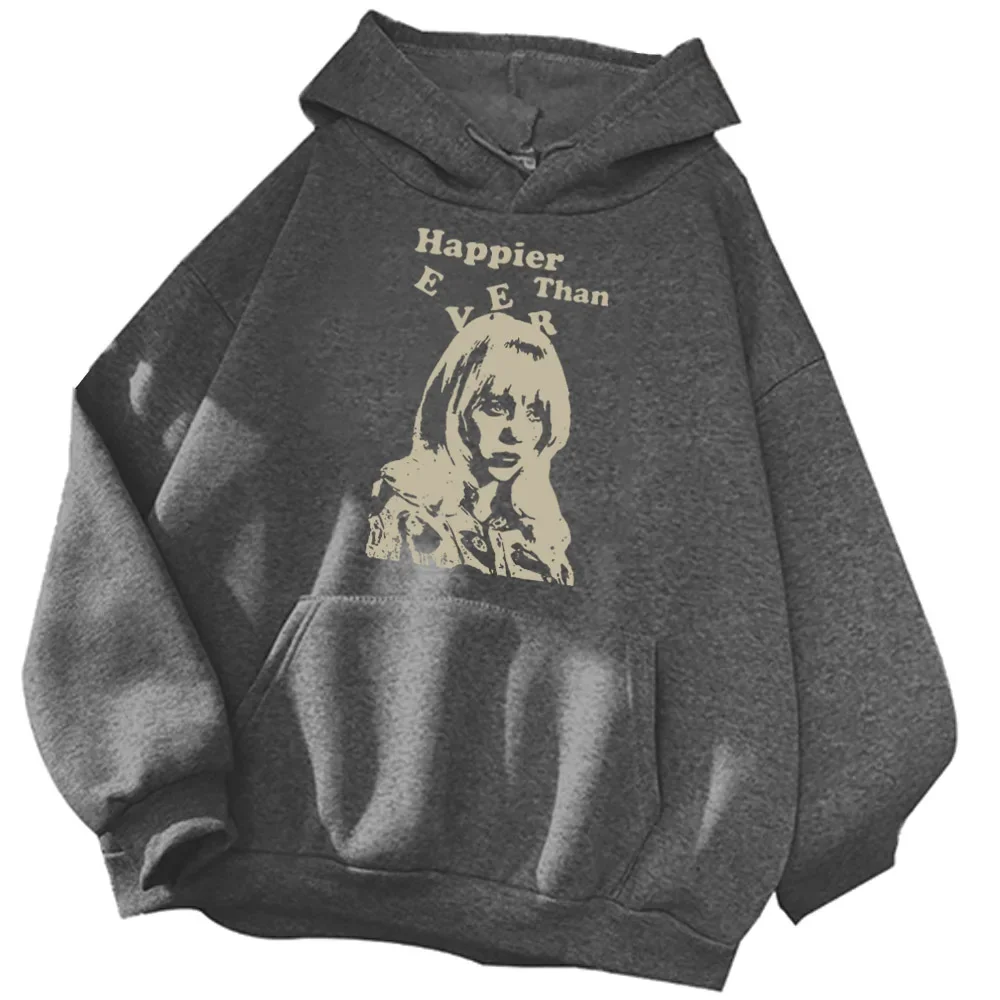 Happier Than Ever Music Album Hoodie Fan Gift Pullover Tops Streetwear Unisex