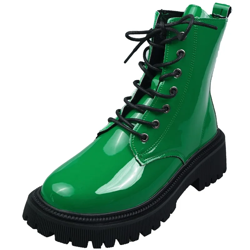 Shoes for Women 2023 British Style Women\'s Boots High Quality Green Motorcycle Boots Non-slip Thick Sole Hiking Boots Zapatos