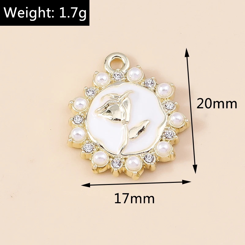 Leslie 4 Stück 16 x 18 mm wunderschöne goldfarbene Kristall-Anhänger mit blühenden Rosen für handgefertigte DIY-Halsketten, Ohrringe, Anhänger, Hochzeitsschmuck – Detail 7