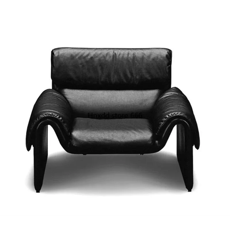 Modern light luxury creative fashion wabi style leather unique cushion upholstered armrest sofa