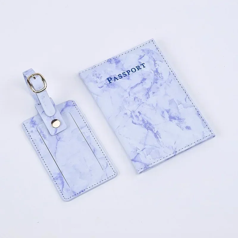 Airplane Check-in Name ID Address Marble Grain PU Leather Passport Clip Passport Holder Passport Protective Cover PU Card Case